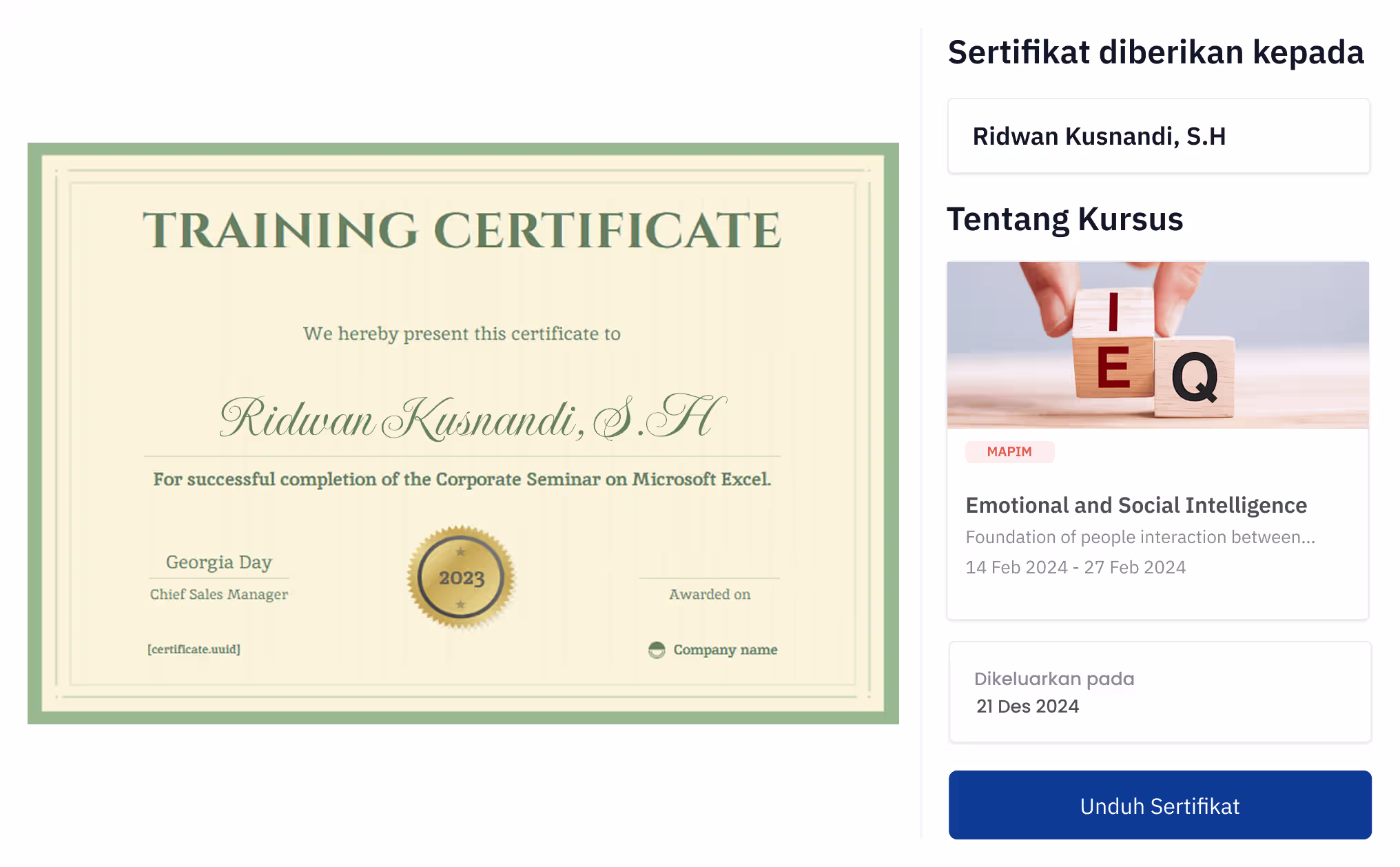 Sertifikasi & rekognisi digital